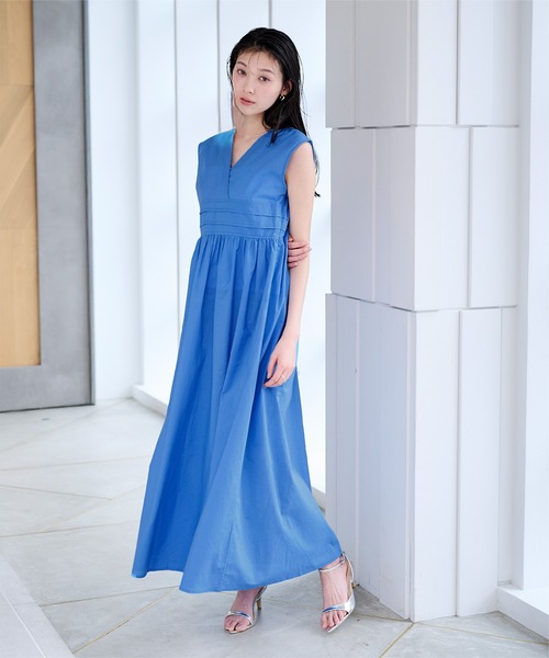ゆ様 ワンピース Mブルー ur's（ユアーズ） ワンピース コットンマキシワンピース : ZOZOTOWN