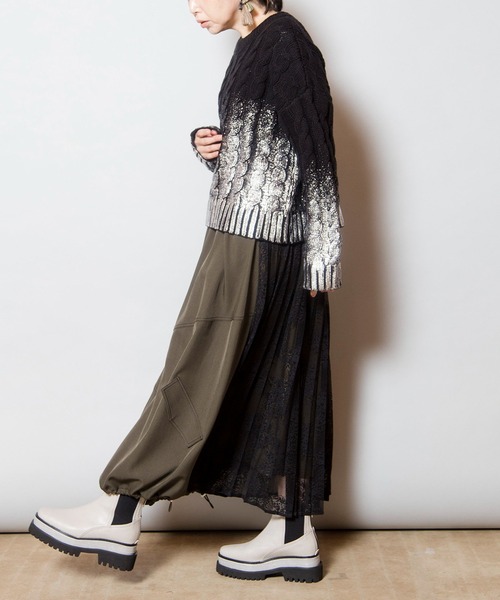 OSMOSIS（オズモーシス） スカート レースプリーツ切替スカート