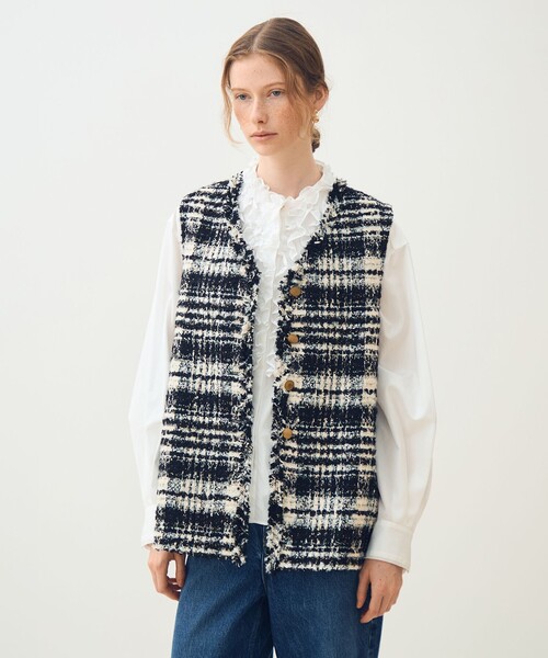 TOMORROWLAND collection ベスト ジレ オーロラグレンチェック V