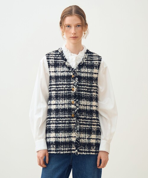 TOMORROWLAND collection ベスト ジレ オーロラグレンチェック V