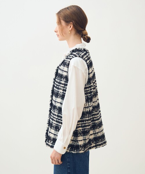 TOMORROWLAND collection ベスト ジレ オーロラグレンチェック V