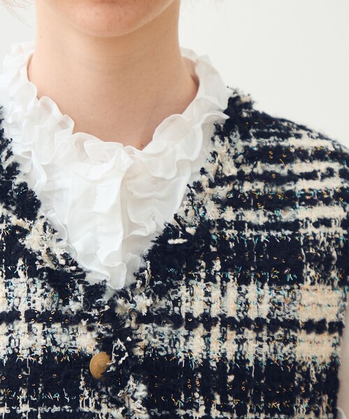 TOMORROWLAND collection ベスト ジレ オーロラグレンチェック V