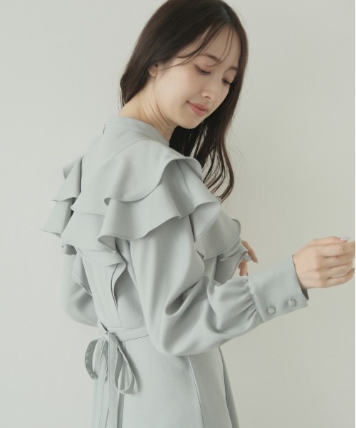 「WILLSELECTION」 長袖ワンピース MEDIUM サックスブルー レディース_画像8
