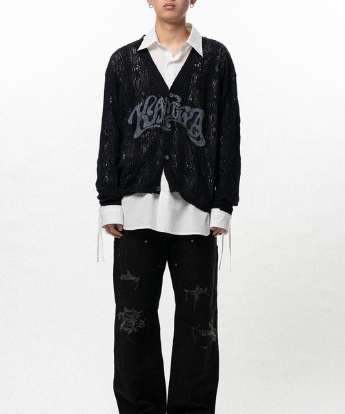 やまもと様 C7145 カーディガン×スウェットパンツ KAMIYA カーディガン WAVY KAMIYA” Printed Silk Lace Knit Cardigan