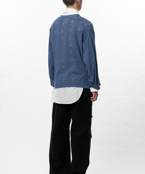 KAMIYA カーディガン WAVY KAMIYA” Printed Silk Lace Knit Cardigan