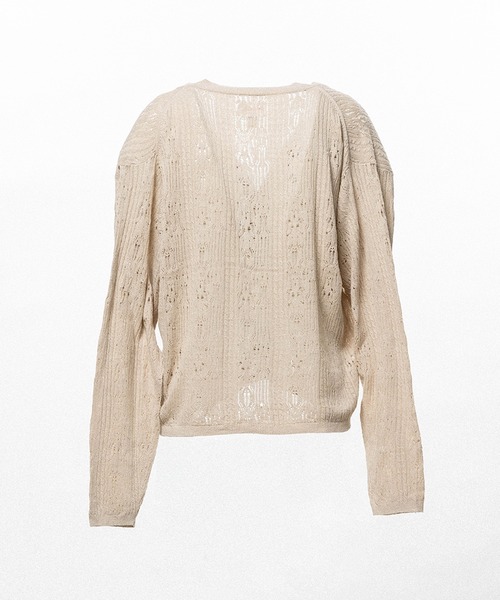 KAMIYA カーディガン WAVY KAMIYA” Printed Silk Lace Knit Cardigan