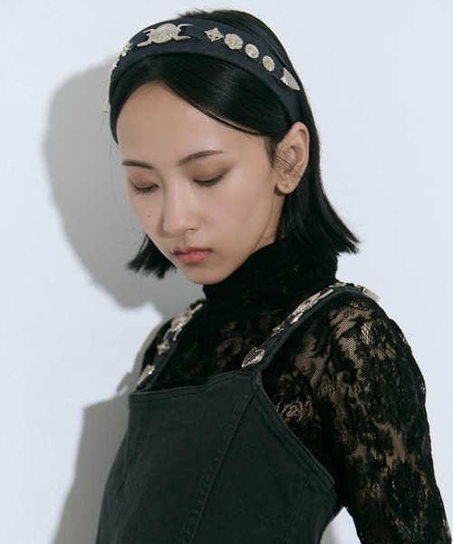 c*u様 TOGA TOO L RIBBON HEADBAND黒リボンカ TOGA TOO ヘアバンド 「TOGA TOO/トーガトゥ」Metal headband/メタル