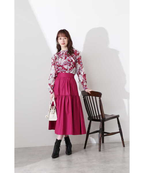 「JILL STUART」 長袖ブラウス MEDIUM レッド レディース_画像4