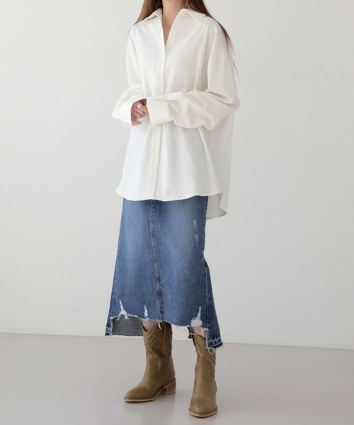 「UNE MANSION」 長袖シャツ FREE スカイブルー レディース_画像3