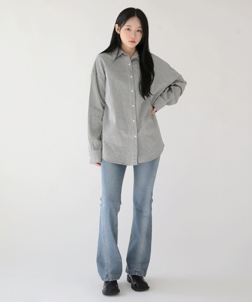 「UNE MANSION」 長袖シャツ FREE スカイブルー レディース_画像8