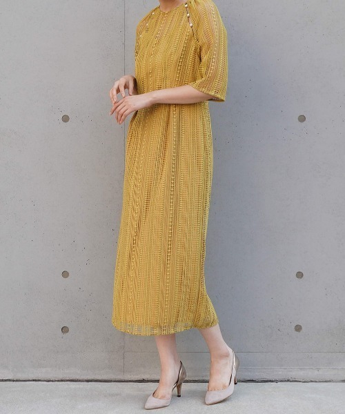 「kaene」 半袖ワンピース 38 イエロー レディース_画像8