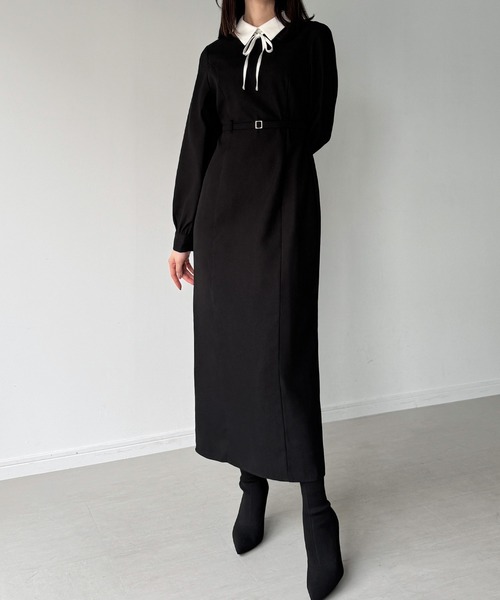 「junoah」 長袖ワンピース SMALL グレー レディース_画像2