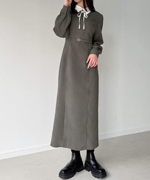 「junoah」 長袖ワンピース SMALL グレー レディース_画像4