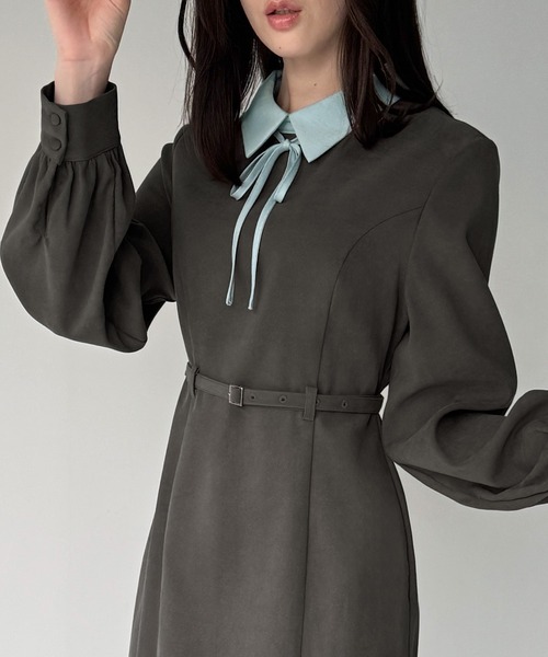「junoah」 長袖ワンピース SMALL グレー レディース_画像6