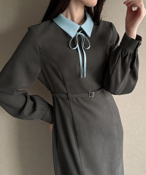 「junoah」 長袖ワンピース SMALL グレー レディース_画像7
