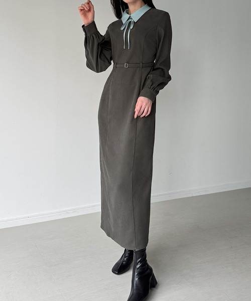 「junoah」 長袖ワンピース SMALL グレー レディース_画像8