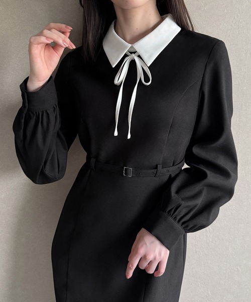 「junoah」 長袖ワンピース SMALL グレー レディース_画像9