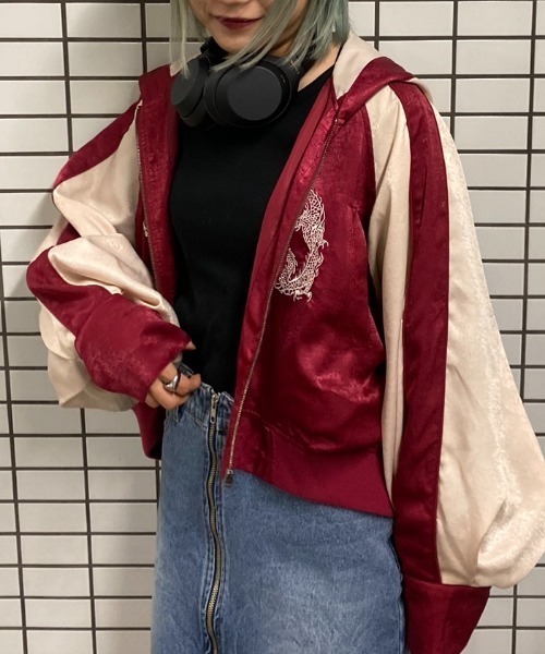 JEANASIS リバーシブル ブルゾン スカジャン　刺繍size F JEANASIS（ジーナシス） スカジャン FREE レッド系その他 レディース