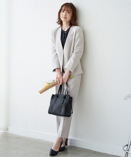 「IKKA LOUNGE」 ノーカラージャケット M ネイビー レディース_画像6