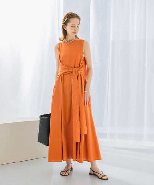 URBAN RESEARCH ROSSO ノースリーブワンピース　新品 URBAN RESEARCH ROSSO WOMEN」 ノースリーブワンピース FREE ブルー