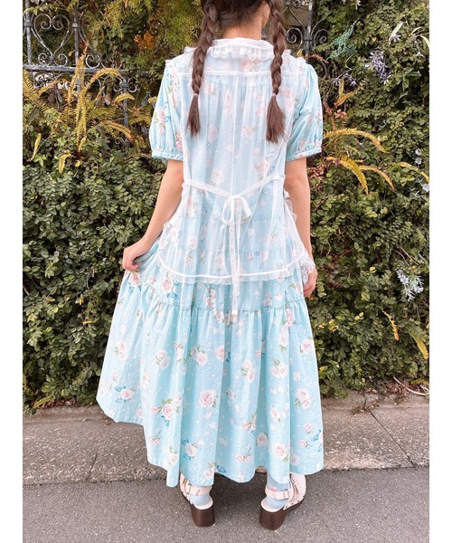 PINK HOUSE（ピンクハウス） ワンピース 半袖 ローン襟付きRose Pearl
