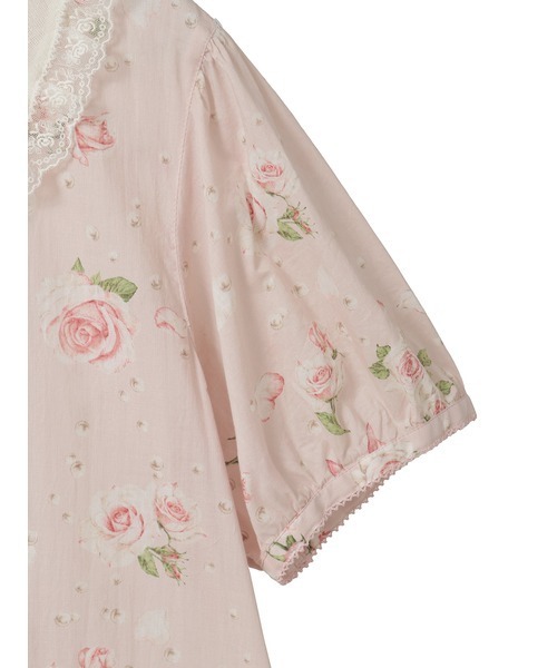 PINK HOUSE（ピンクハウス） ワンピース 半袖 ローン襟付きRose Pearl