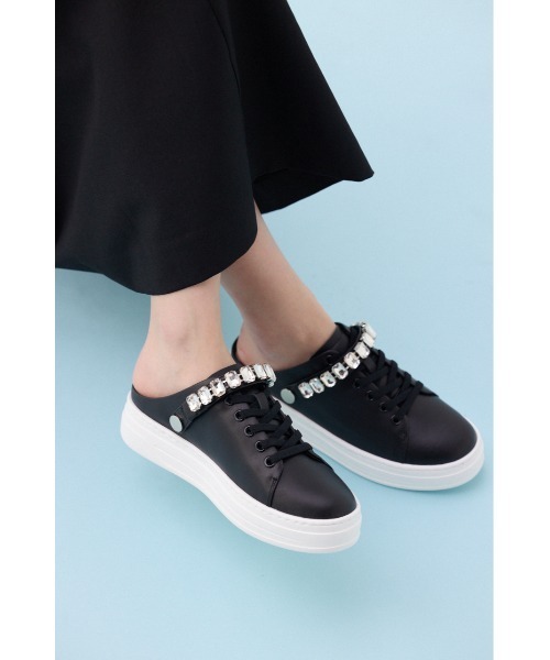 STACCATO スタッカート ストラップ ビジュー バイカラー 24.5 STACCATO（スタッカート） スニーカー 「大人気」2wayビジューベルト