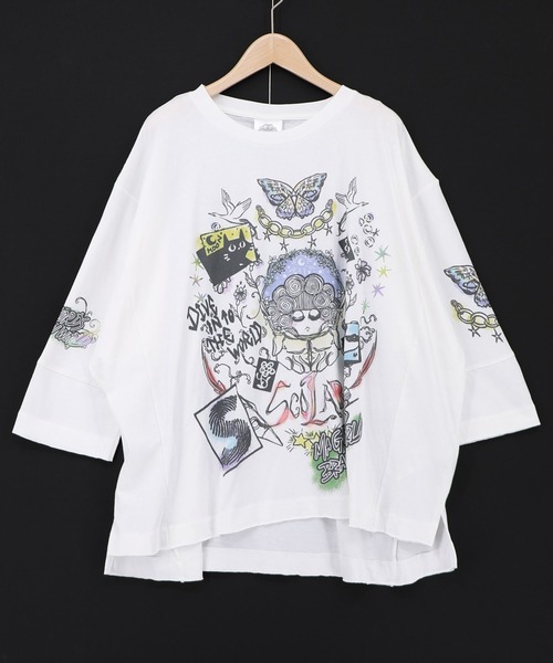 ScoLar（スカラー） tシャツ 163625：スケッチ柄 ドルマンプルオーバー