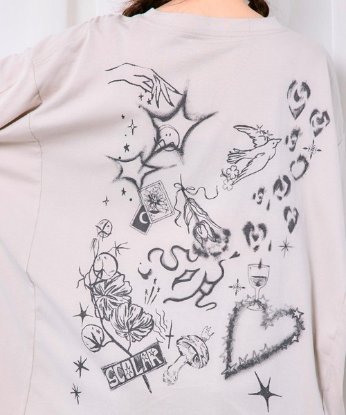 TLCTシャツXLサイズ ScoLar（スカラー） tシャツ 163625：スケッチ柄 ドルマンプルオーバー