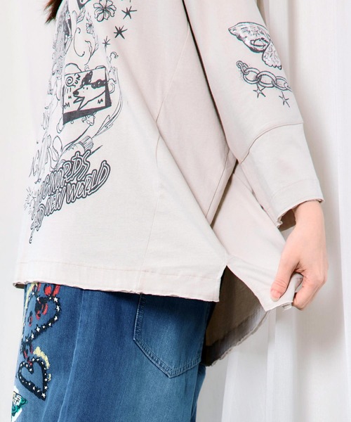 ScoLar（スカラー） tシャツ 163625：スケッチ柄 ドルマンプルオーバー