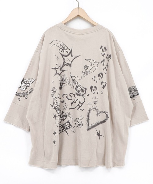ScoLar（スカラー） tシャツ 163625：スケッチ柄 ドルマンプルオーバー