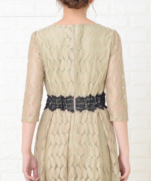 Lace Ladies（レースレディース） ドレス リーフ柄 総レース 七分袖