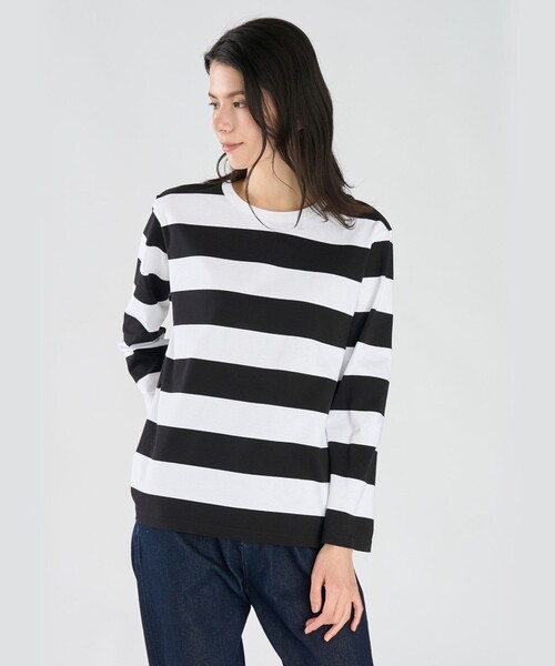agnes b.（アニエスベー） tシャツ 太ボーダー コットン 長袖Tシャツ