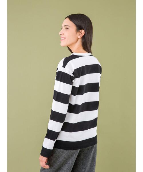 agnes b. tシャツ 太ボーダー コットン 長袖Tシャツ ”Cool