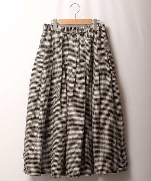 ubasoku ウバソク 先染め リネン 83丈 裏付 タック スカート ubasoku ウバソク 先染め リネン 麻 83丈 裏付 タック スカート