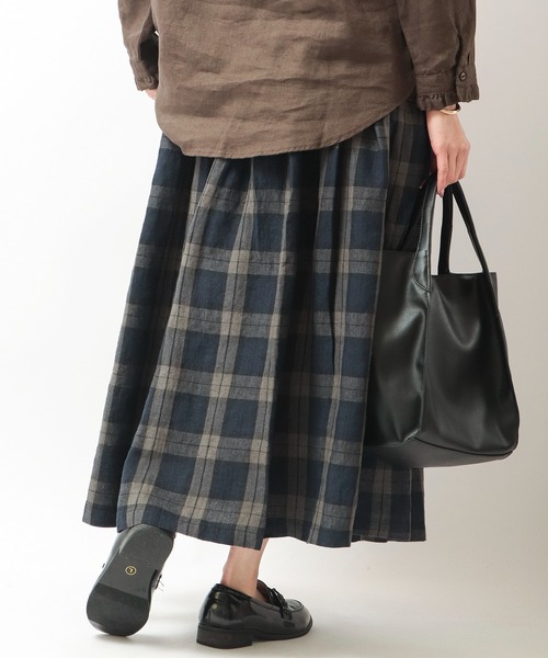 ubasoku（ウバソク） スカート 先染めリネン83丈総裏スカート