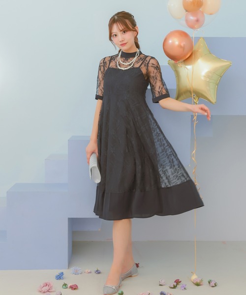 Retica（レティカ） ワンピース パーティードレス Aライン 2連パール