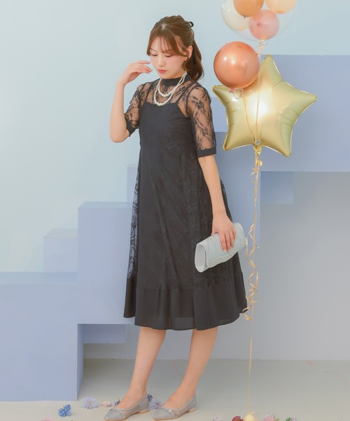 新品未使用　Retica パーティードレス　ミント　ロング ワンピース Retica（レティカ） ワンピース パーティードレス Aライン 2連パール