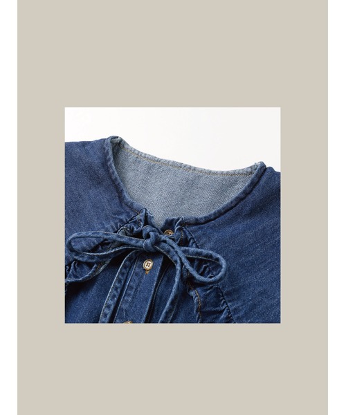 アンサンブル ビックカラーデニムシャツ＆ウィンドブレーカーセットアップ/Denim Shirt And Jacket「LA POMME petit/ラ ビックカラーデニムシャツ&ウィンドブレーカーセットアップ