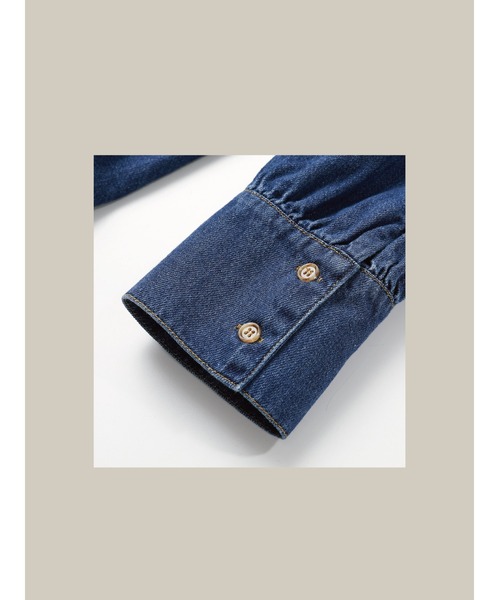 アンサンブル ビックカラーデニムシャツ＆ウィンドブレーカーセットアップ/Denim Shirt And Jacket「LA POMME petit/ラ ビックカラーデニムシャツ&ウィンドブレーカーセットアップ