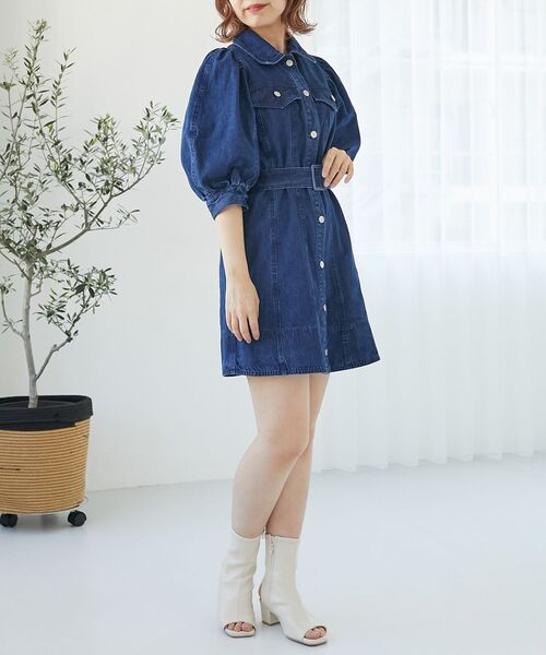 バルーンコンパクトデニムブルゾン　Mサイズ アシンメトリーデニムミニワンピース MAJESTIC LEGON（マジェスティックレゴン） ワンピース デニムミニ