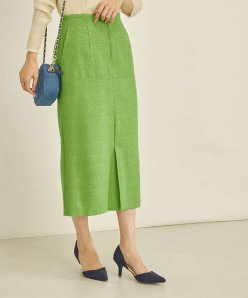 SHIPS（シップス） スカート 「手洗い可能」フロント ジップ ツイード