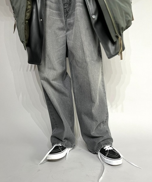 ワイドパンツ ジーンズ バギーデニムパンツ/Washed baggy denim trousers メンズ レディース_11