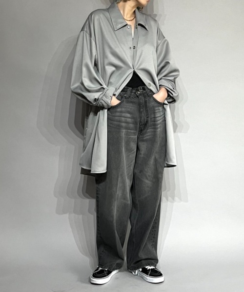 ワイドパンツ ジーンズ バギーデニムパンツ/Washed baggy denim trousers メンズ レディース_12