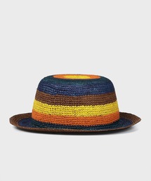 r*8様 美品✨ ポールスミス パナマ帽 ハット ストローハット 麦わら帽子　レ Paul Smith 帽子 ハット マルチカラー ストローハット / 130325