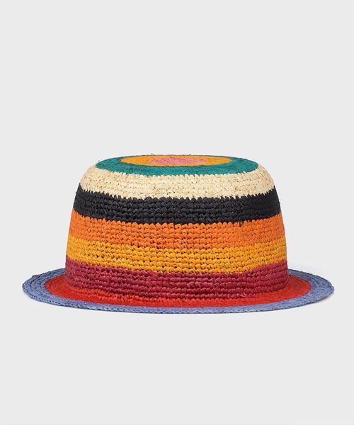 【セール】グッチ☆マルチカラーストローバケットハット☆779995 Paul Smith 帽子 ハット マルチカラー ストローハット / 130325