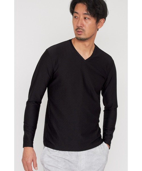 HIGH STREET tシャツ STREET∴RIPAウェーブパターン長袖Vネック