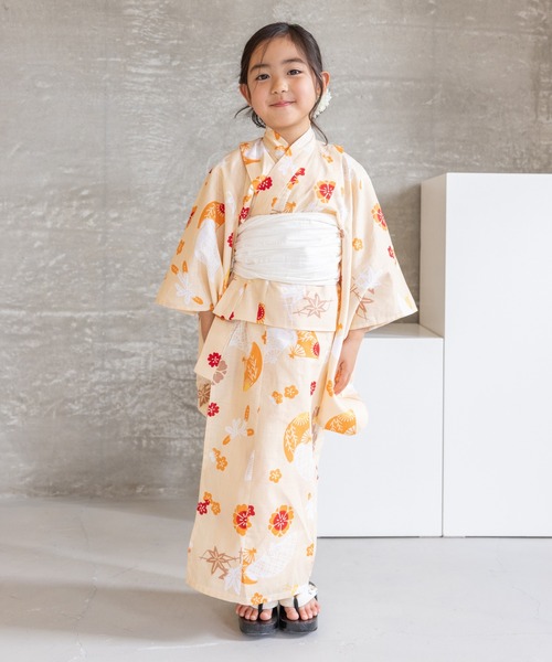 ［もなか］90-110cm ハンドメイド浴衣 キッズ浴衣 ゆかた 新品 浴衣 ゆかた セット 浴衣セット キッズ 子ども 紺 青 花柄