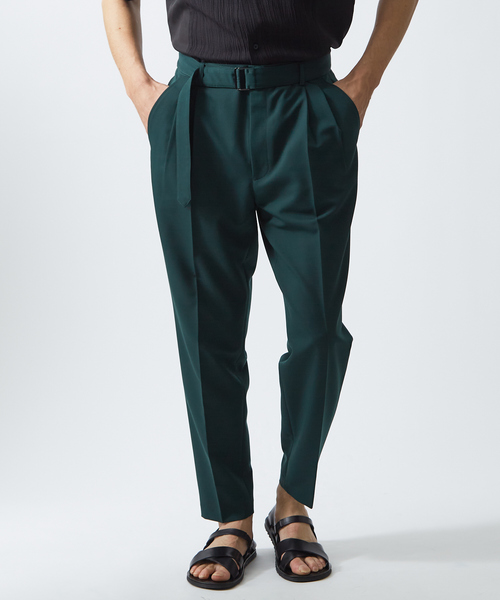 【グレージュ】ベルテッド テーパード パンツ 5351 POUR LES HOMMES パンツ ベルテッド テーパード パンツ メンズ