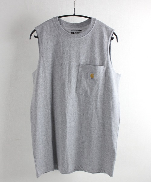『希少』Carhartt グレー ノースリーブベスト　90's 80's Carhartt タンクトップ 「carhartt」カーハート WORKWEAR POCKET